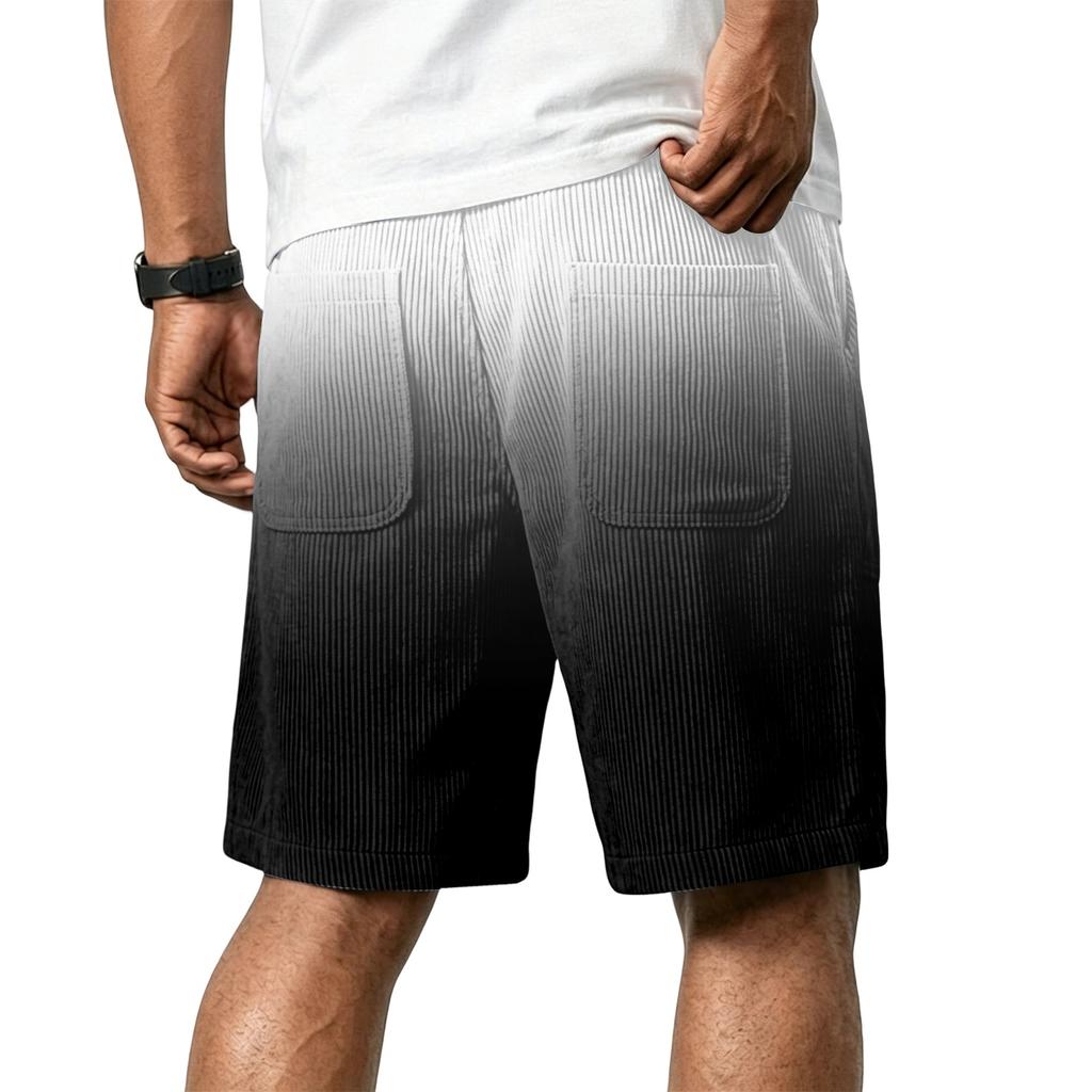 Herren Freizeit Corduroy Kordelzug Shorts Farbverlauf Stil mit Buchstaben Aufnäher Klassisch Bequem Sitz Sommer Strandkleidung