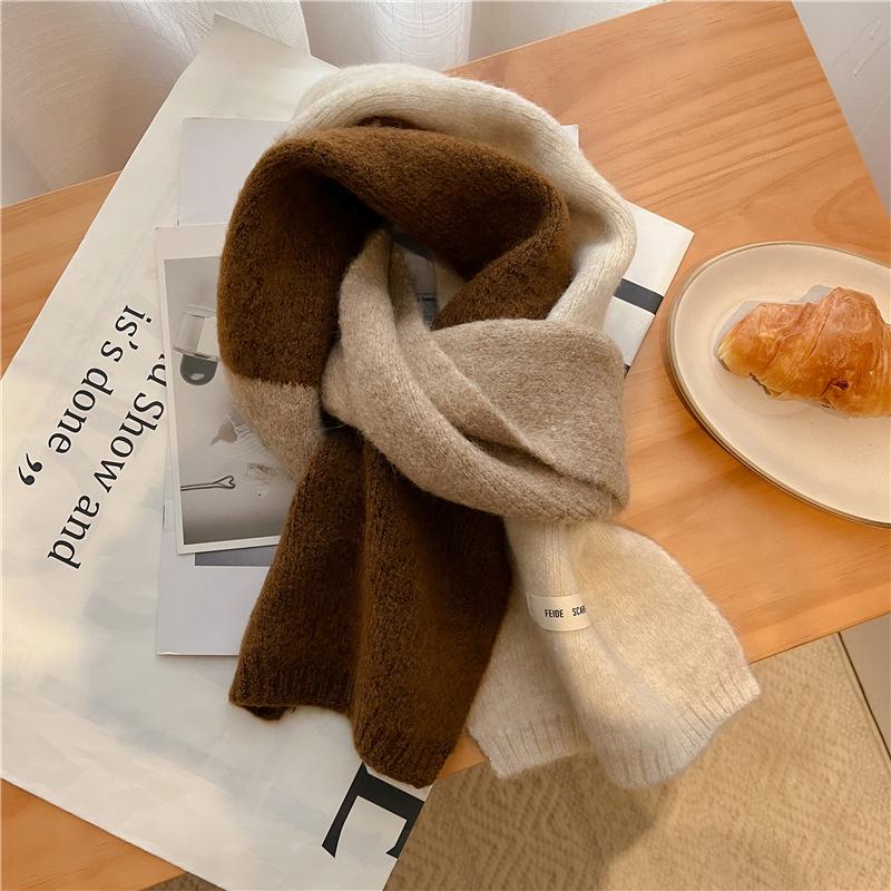

Теплый Вязаный Узкий Шарф Женский Модный Зимний Однотонный Мягкий из Кашемировой Шерстяной Пряжи Корейский Стиль Повседневный Дорожный Буфанда Эшарп
