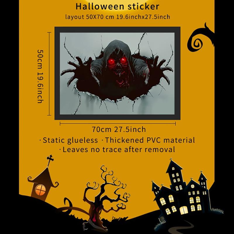 Halloween 3D Effect Horror Wall Stickers Skull Haunted House Decoration Wall Stickers Scene Layout