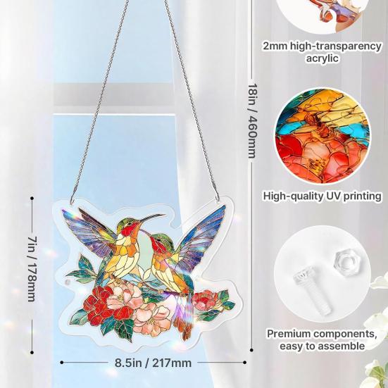 Acrylic Puzzles Sun Catcher Stained Glass Effect Window Hanging Decor Colorful