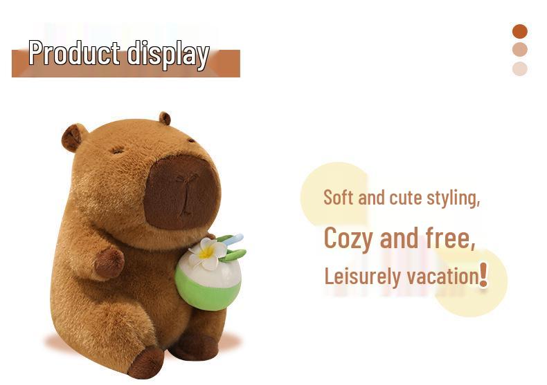 Capybara Sanya Plush Toy and Coconut Tree Hugging Pillow Doll