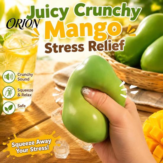 Stress Relief Toy Crunchy Mango Squeeze Ball, Color Changing Fidget with Crisp High-elastic Sound, High Elastic Decompression for Anxiety Relief,