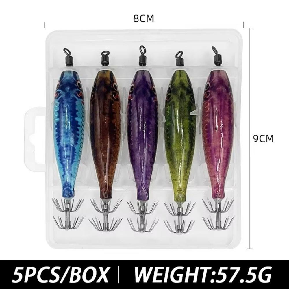5PCS/BOX 7.8mm Size Glowing Squid Jig 6g Weight Squid Fishing Lure  Night Fishing