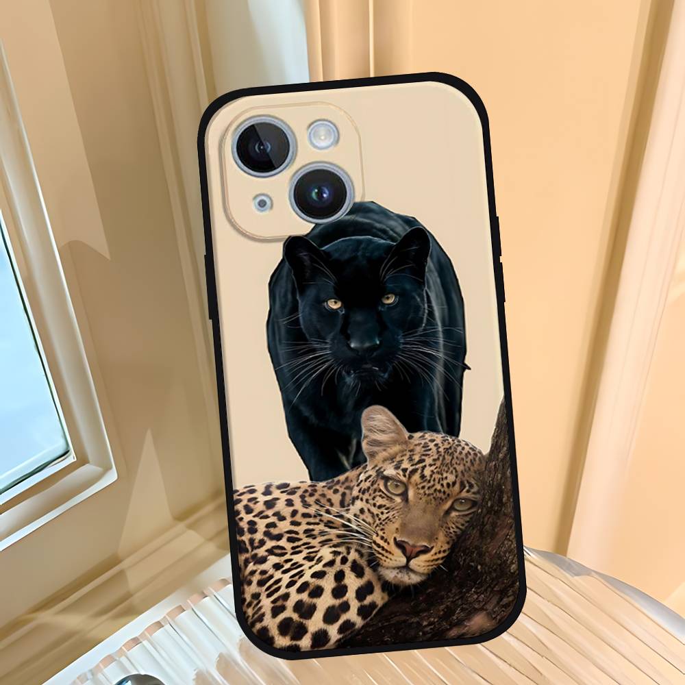 F-Ferocious Leopard Phone Case For IPhone 1716 15 14 13 Pro Max 11 12 Mini X Xs XR Black Silicone Cover