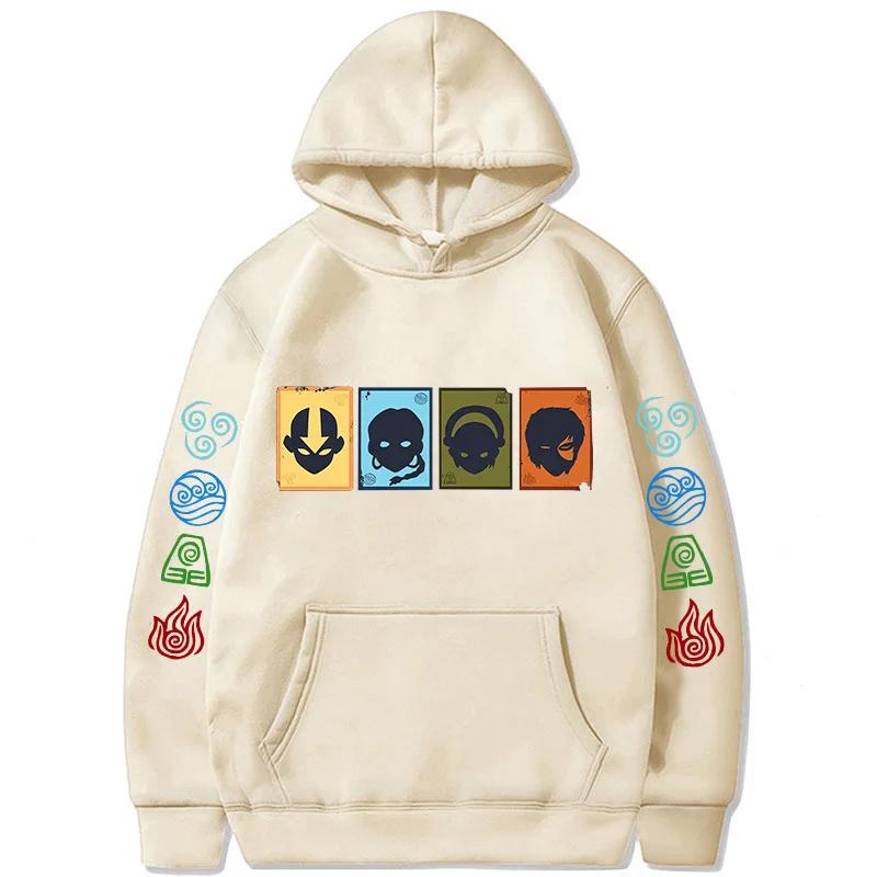 90s Casual Sweatshirts Avatar The Last Airbender Y2k Mens Hoodies Streetwear Hip Hop Harajuku Pullovers Fashion Mange Clothes