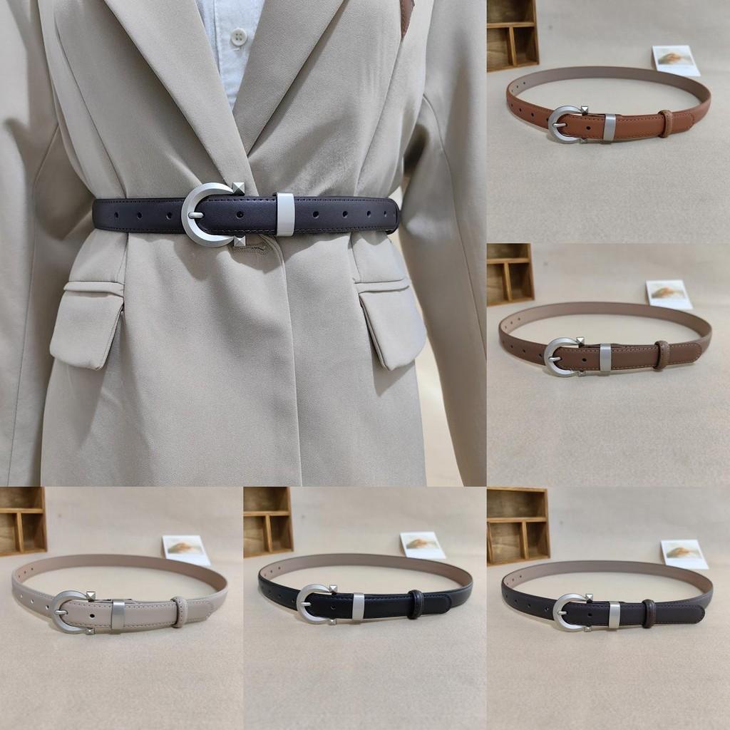 Trendy Women Solid Color Leather Belt With Metallic Buckle For Style Everyday