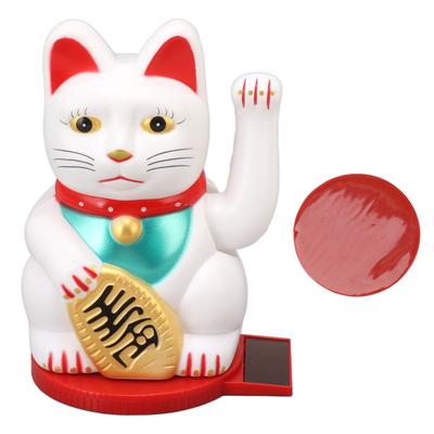 Solarbetriebene Reichtum winkende Katze mit winkender Pfote 6 Zoll Glückskatze Dekoration für