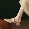 Fashion 2025 Square Head Half Slippers for Women Summer Outdoor Beach Elegant Fashion One Strap Designed Temperament Comfortable Sandals