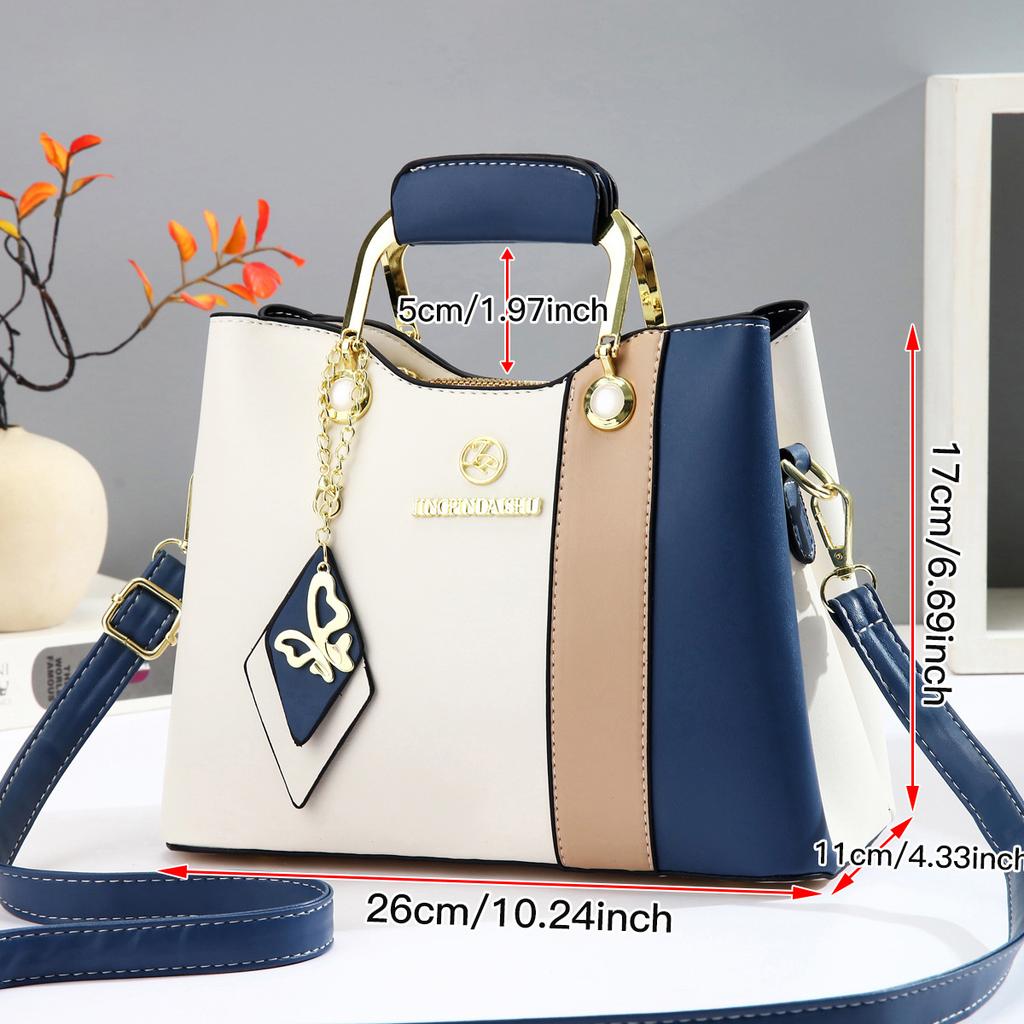 New Fashion Korean Style Color Block Women Handbag All Match Portable Single Shoulder Crossbody Daily Casual Purse