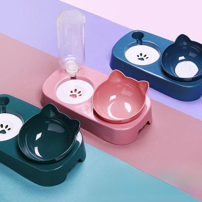 Double Dog and Cat Bowl with Automatic Drinking Water Dispenser