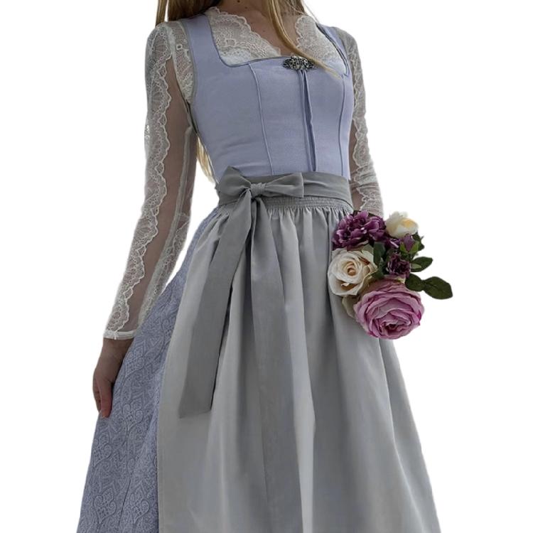 

Костюм для взрослых женщин на Октоберфест, наряды для пивного фестиваля, немецкое баварское платье Дирндль для Хэллоуина, карнавала, вечеринки XL серебряный