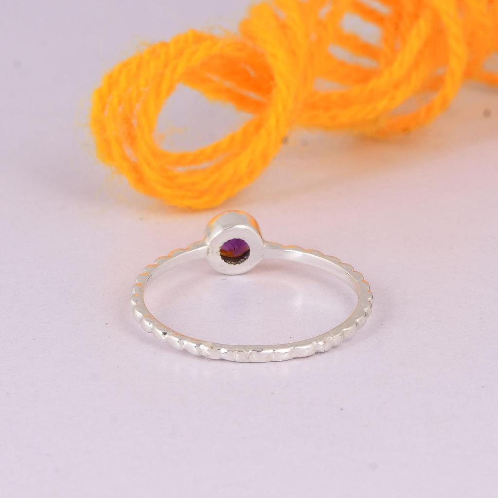 February Birthstone Ring for Her | Minimalist Amethyst Promise Ring | 925 Silver Jewelry Gift