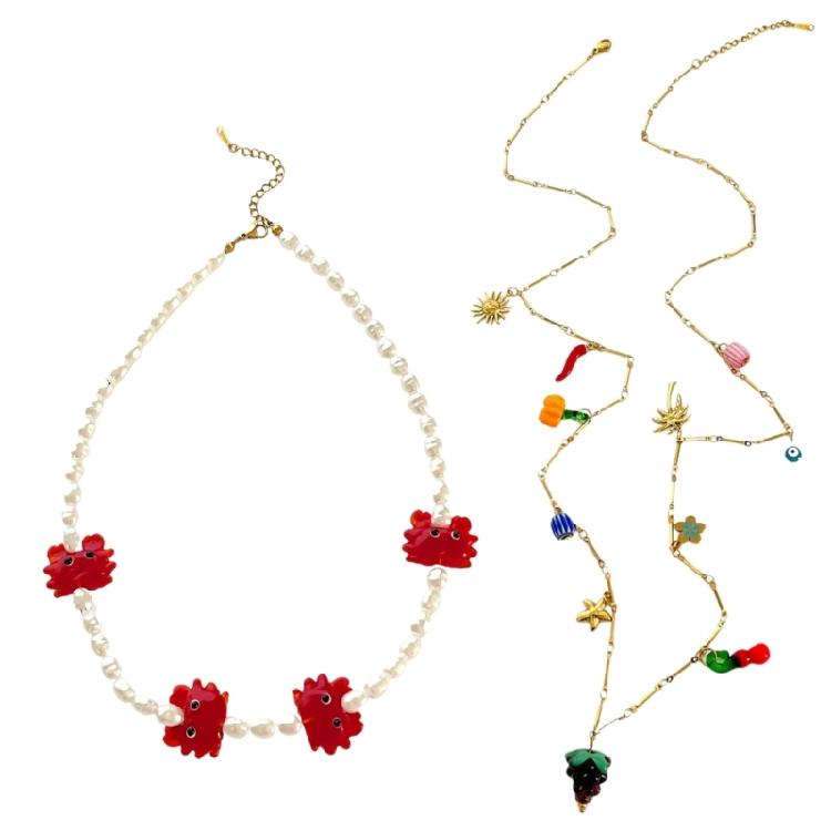 Stackable Jewelry Chain With Crystal Fruit Charm Stainless Steel Adjustable Clavicle Chain For Modern Women Fashion 1