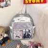 Y2K Emoji Cat Ita Backpack Cute Girls Transparent Rucksack Large Capacity Student DIY Display School Bag Fashion Travel Knapsack