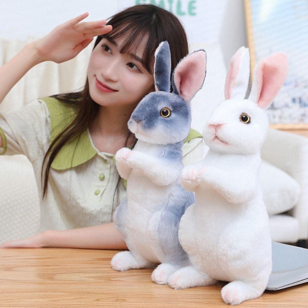 Soft Skin-friendly Simulation Animal Doll Long Ears Realistic Rabbit Plush  Birthday Gift