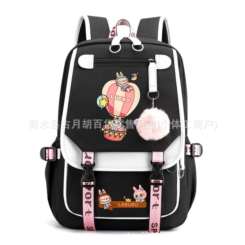 School Bag Printed Backpack USB Port Anime Cartoon Student Large Capacity Canvas Bag