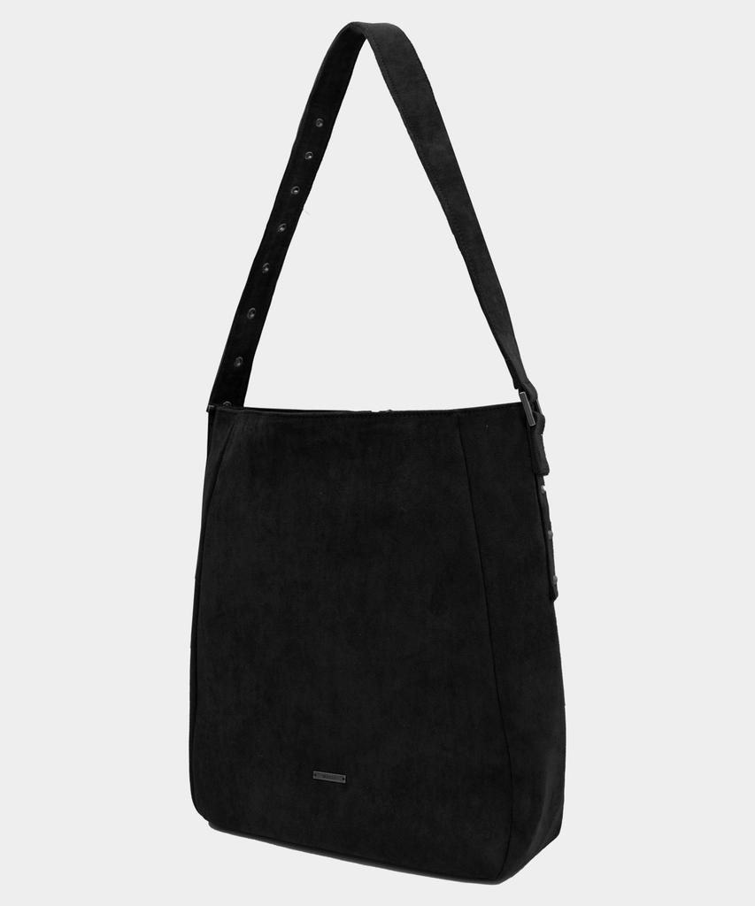 Macoi Classic Square Curve Suede Shoulder Bag [Black]