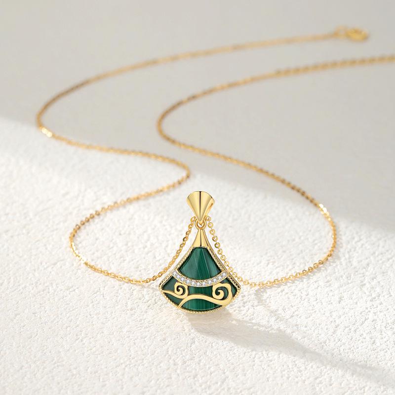 

Baoyilong S925 Silver Natural Malachite Tutu Necklace - Women s Chinese Light Luxury Style Jewelry 925 Silver