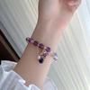 Fashion Purple Crystals Beaded Bracelets for Women Round Beads Purple  Four-leaf Clover Drop Bracelet Lucky Stretch Hand Chain Jewelry for Wedding