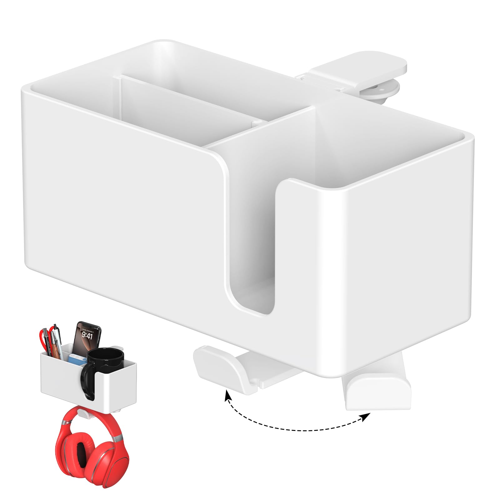 

AP LAB Multifunctional Headphone Stand and Drink Holder [Complete Desk Storage] Headphone Stand, Ideal for Organizing Small Items, Under-Desk Storage