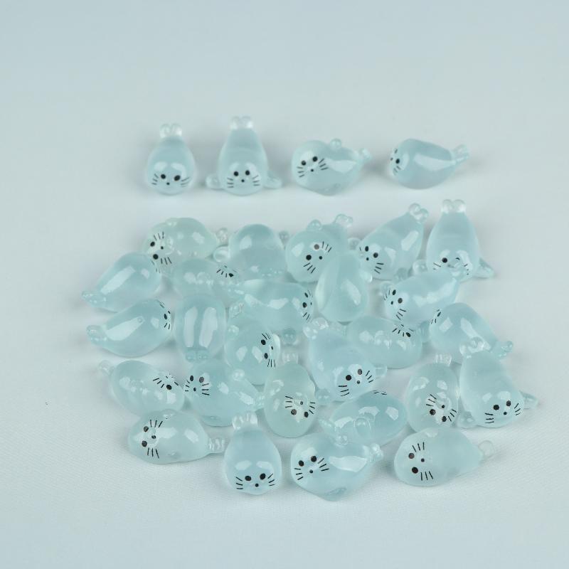 10/20/30 Pcs Glow In The Dark Mini Seal Figurines, Resin Sea Animals Miniatures For Diy Craft Home Decoration Supplies