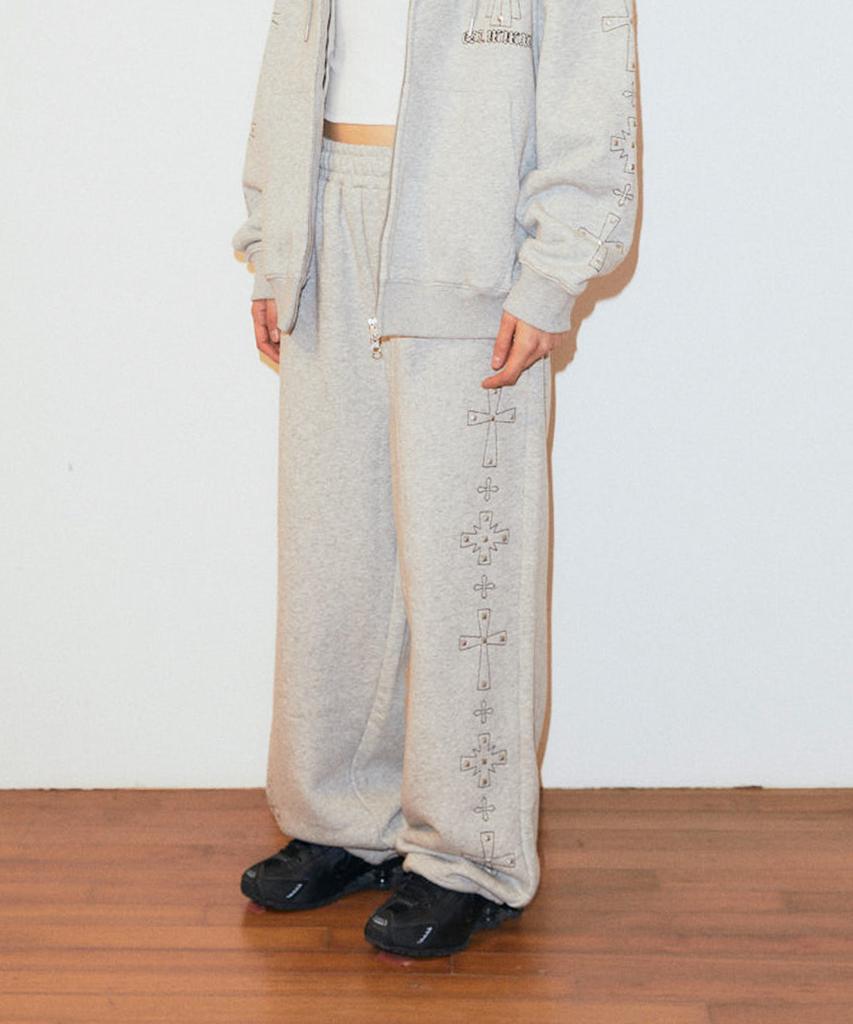 MAHAGRID Cross Stud Sweatpant Gray(Mg2Gsmpa09A)