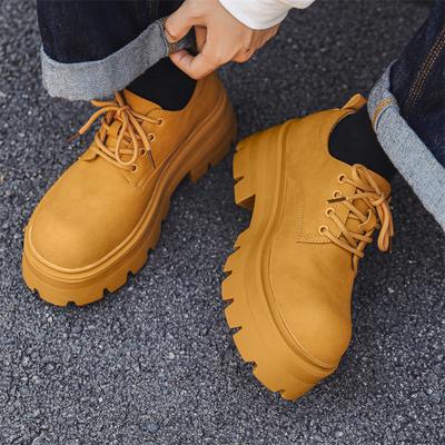 Chaussures décontractées à plateforme pour hommes grande taille chaussures derby à lacets bout rapporté chaussures de travail baskets de fête de bal chaussures en cuir véritable pour hommes