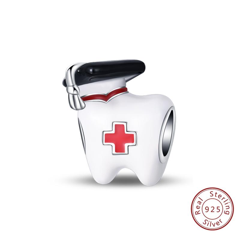Silve Charms Beads Doctor'S Teeth Dentist Charms First Aid Kit Dangle For Bracelet Occupation Jewelry Gift