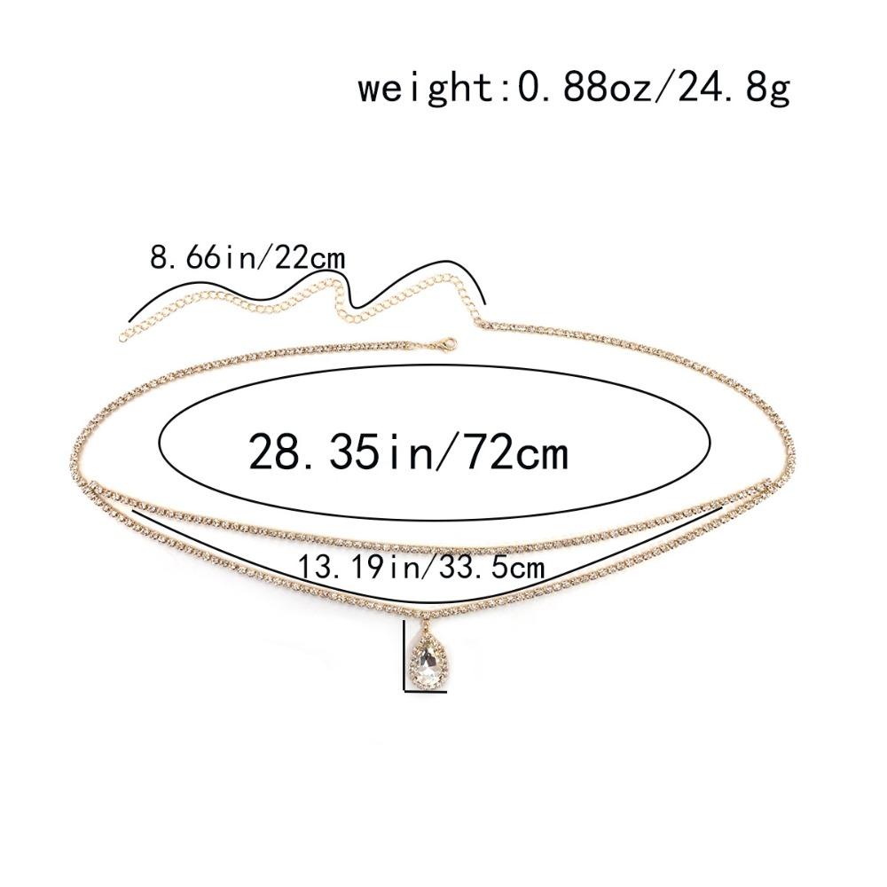 Charm Full Rhinestone Heart Teardrop-shaped Butterfly Pendant Double-layer Bikini Waist Chain for Women Beach Sexy Body Jewelry