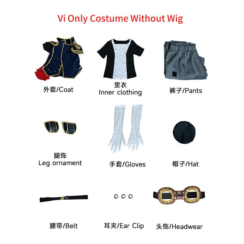 Arcane Caitlyn Cosplay Costume Wig Hair Jinx Sister Vi Cosplay Uniform For Women Halloween Role Play Outfits