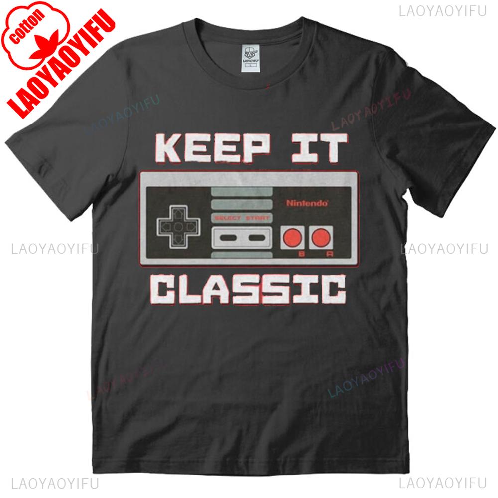 

Мужская футболка Nintendo Keep It Classic Высококачественный хлопок Топы Хипстер Короткий рукав С рисунком Одежда Удобная Личность 4XL