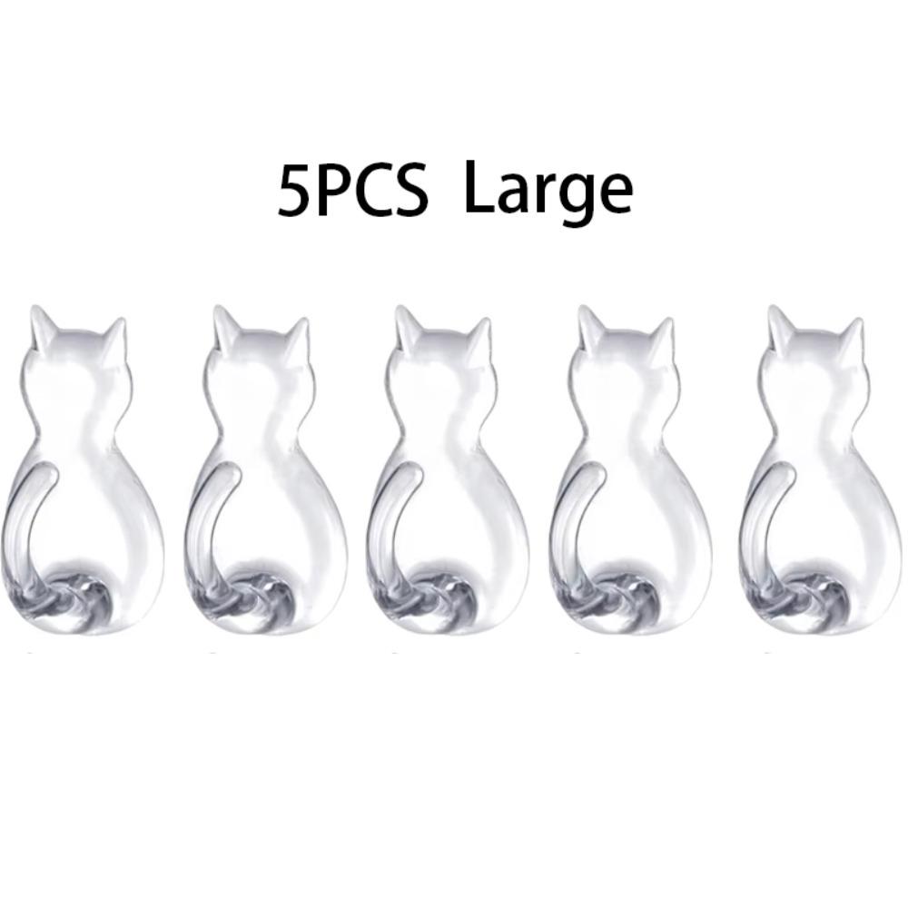 

5 шт. Самоклеящиеся крючки в виде кошачьего хвоста без сверления, Настенная вешалка для полотенец, Мультяшные кошачьи крючки, Экономия места L