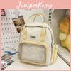 Fashionable Star Patterned Student Backpack With Transparent Compartment For Daily Use