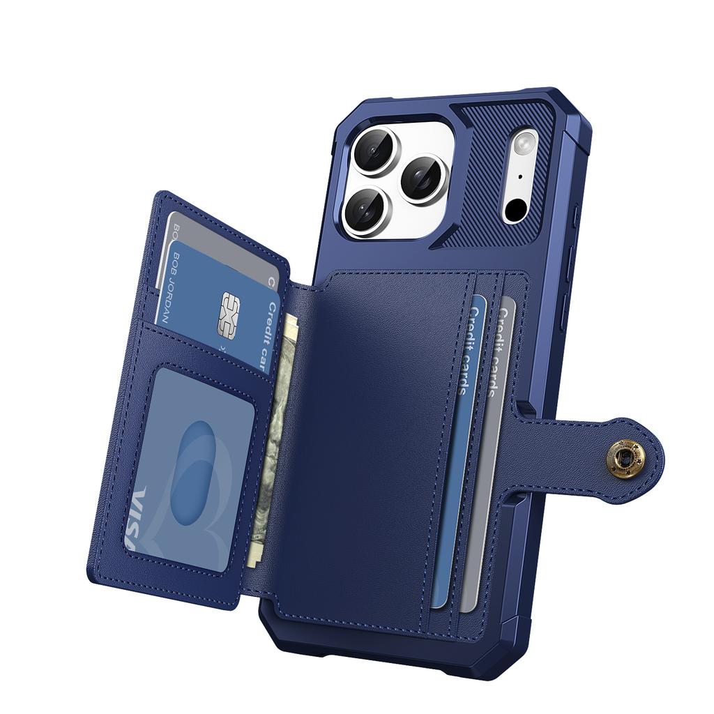 Etui do iPhone 17 Pro Max z uchwytem na karty, skóra PU + TPU, tylna osłona telefonu