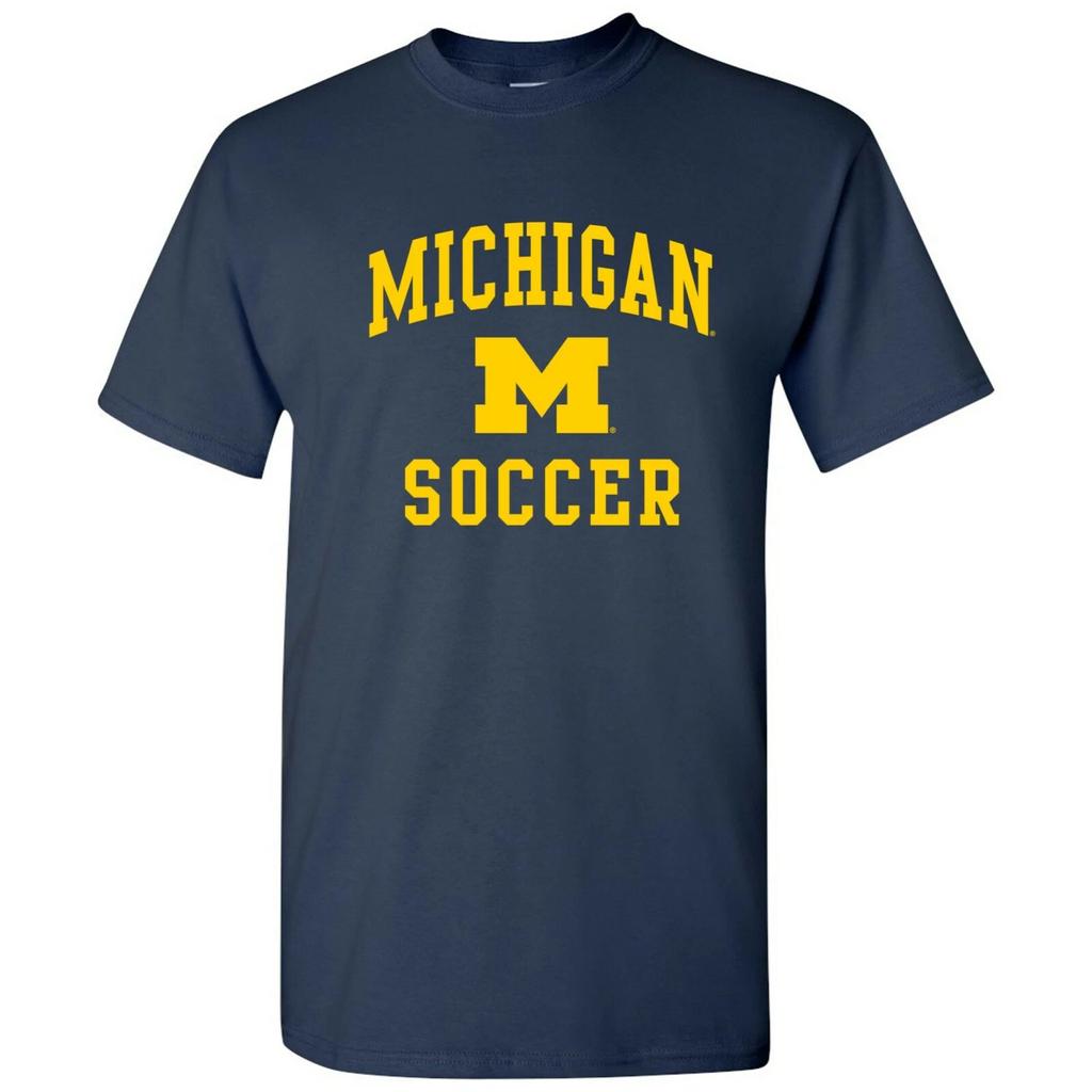Maglietta da calcio con logo ad arco dei Michigan Wolverines - Blu Navy