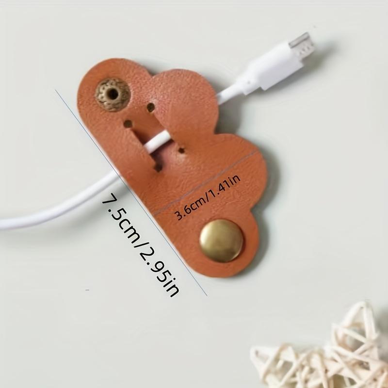 10 Stück Herzförmige PU-Leder Kabelbinder - Mehrfarbiger Kopfhörer-Organizer, Batterielose Kabelklemmen, Unisex Fixierset