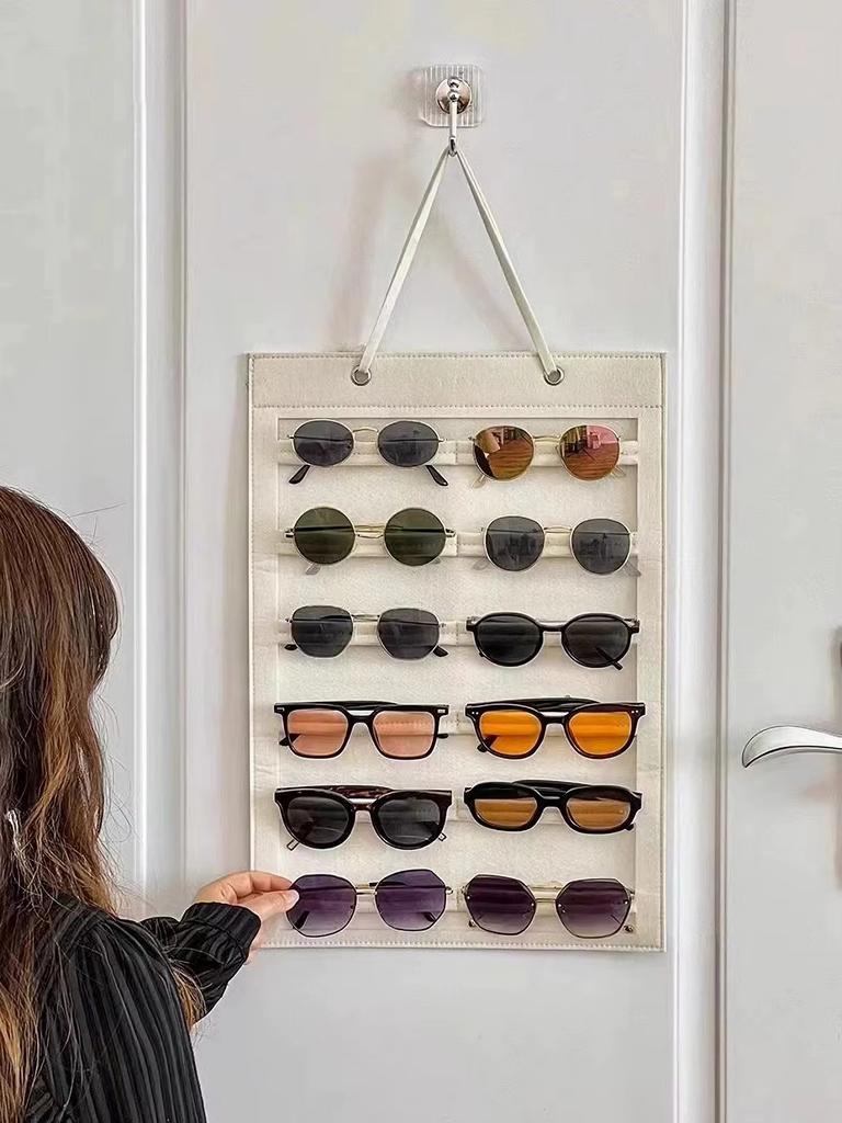 1pc Sunglasses Storage Organizer,Holds 12 pairs of eyeglasses,  Hanging Glasses Display Rack,Versatile Wall-Mounted Glasses Hold