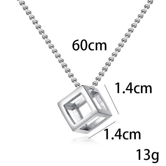 Retro Simple Hollow Pendant, Men'S And Women'S Necklace, Personalized Square Rubik'S Cube Simple Three-Dimensional Jewelry