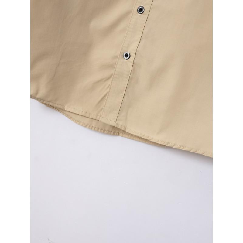 Mens Color Block Business Casual Long Sleeve Loose Fit Shirt