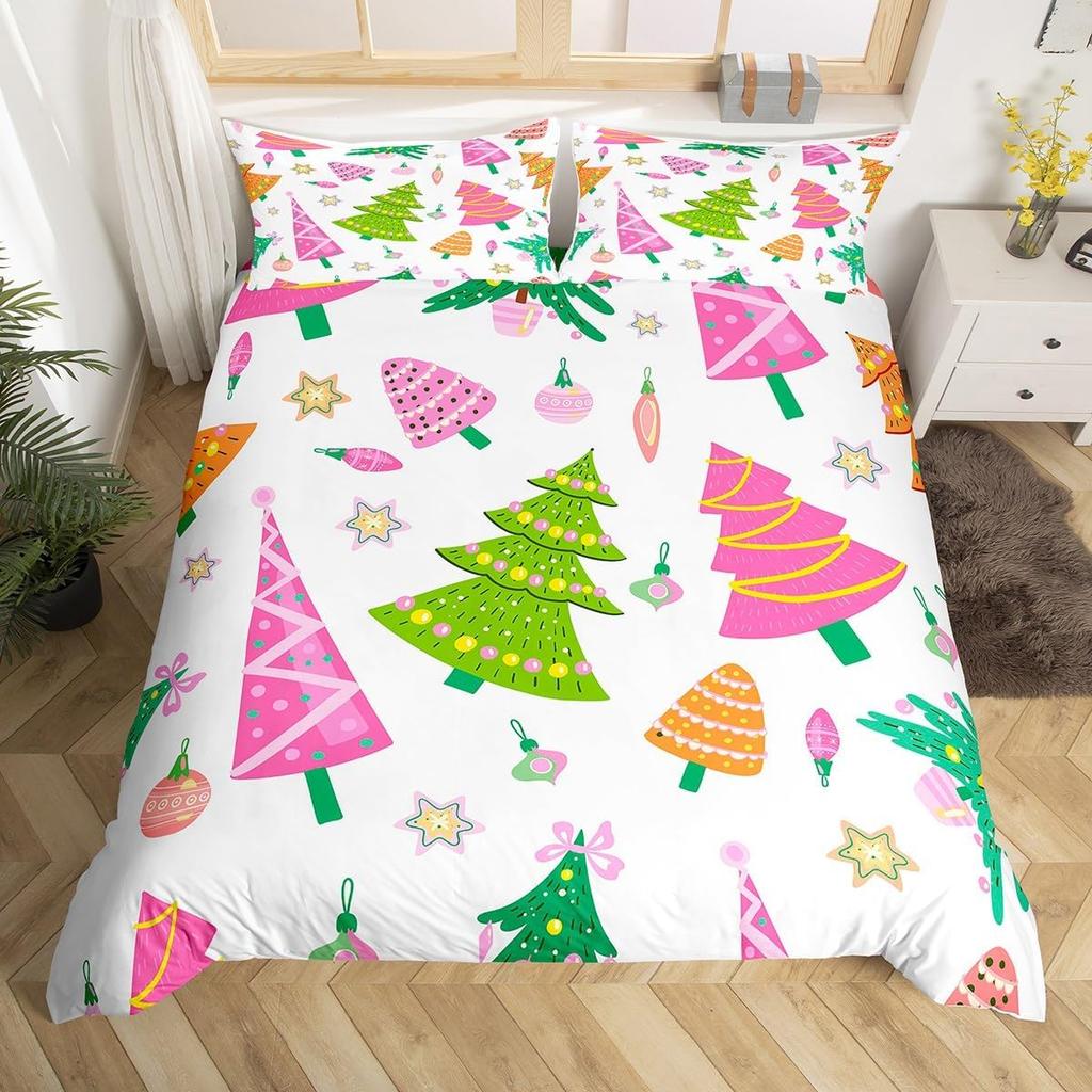 Christmas Tree Santa Claus Duvet Cover Twin King Queen Kids Christmas Bedding Set Polyester Botanical Racing Car Comforter Cover
