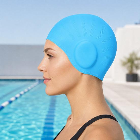 Silikon-Badehaube für Erwachsene, Wasserdicht, Rutschfest, Elastische Pool-Badekappe, für Männer und Frauen, Gehörschutz, Badekappe für kurzes und langes Haar