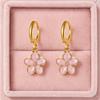 Cazador Enamel Flowers Women's Earrings Stainless Steel Gold Color Plumeria Daisy Hoop Earrings Jewelry Trendy Mother's Day Gift