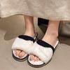 Fashion New Flat Bottom Furry Slippers Warm Home Room Plush Cotton Slides for Women Casual Soft Sole Autumn Winter Open Toe Pantoffels