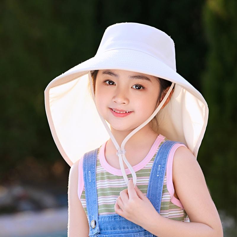 Parent-child simple versatile bucket hat summer outdoor play mountaineering sun protection hat big brim shawl sun hat children