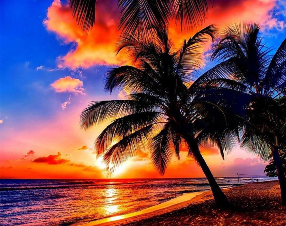 5D DIY Diamond Painting Landscape Street Full Square Embroidery Kit Starry Beach Modern Friend Gift Home Decor