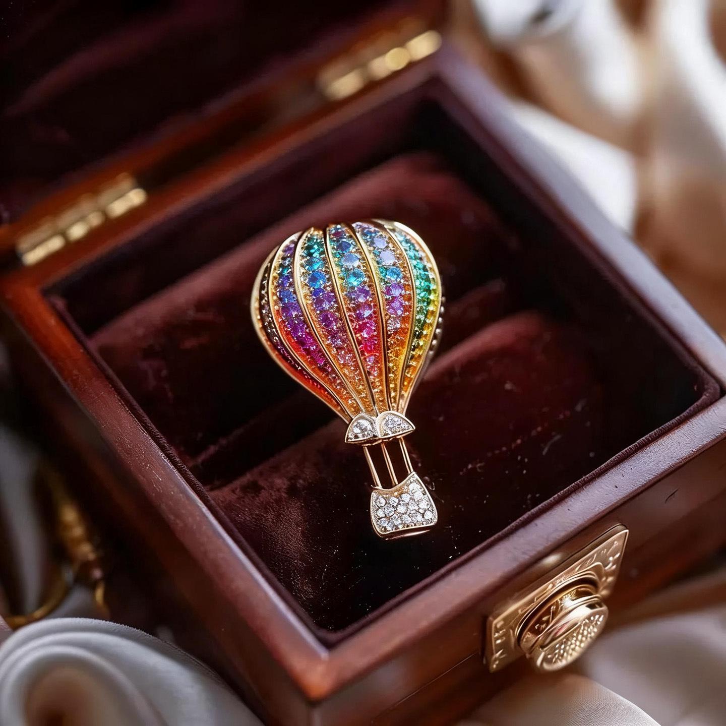 Bo Xin Yun Trendy Hot Air Balloon Rhinestone Brooch - Unique Graduation Gift