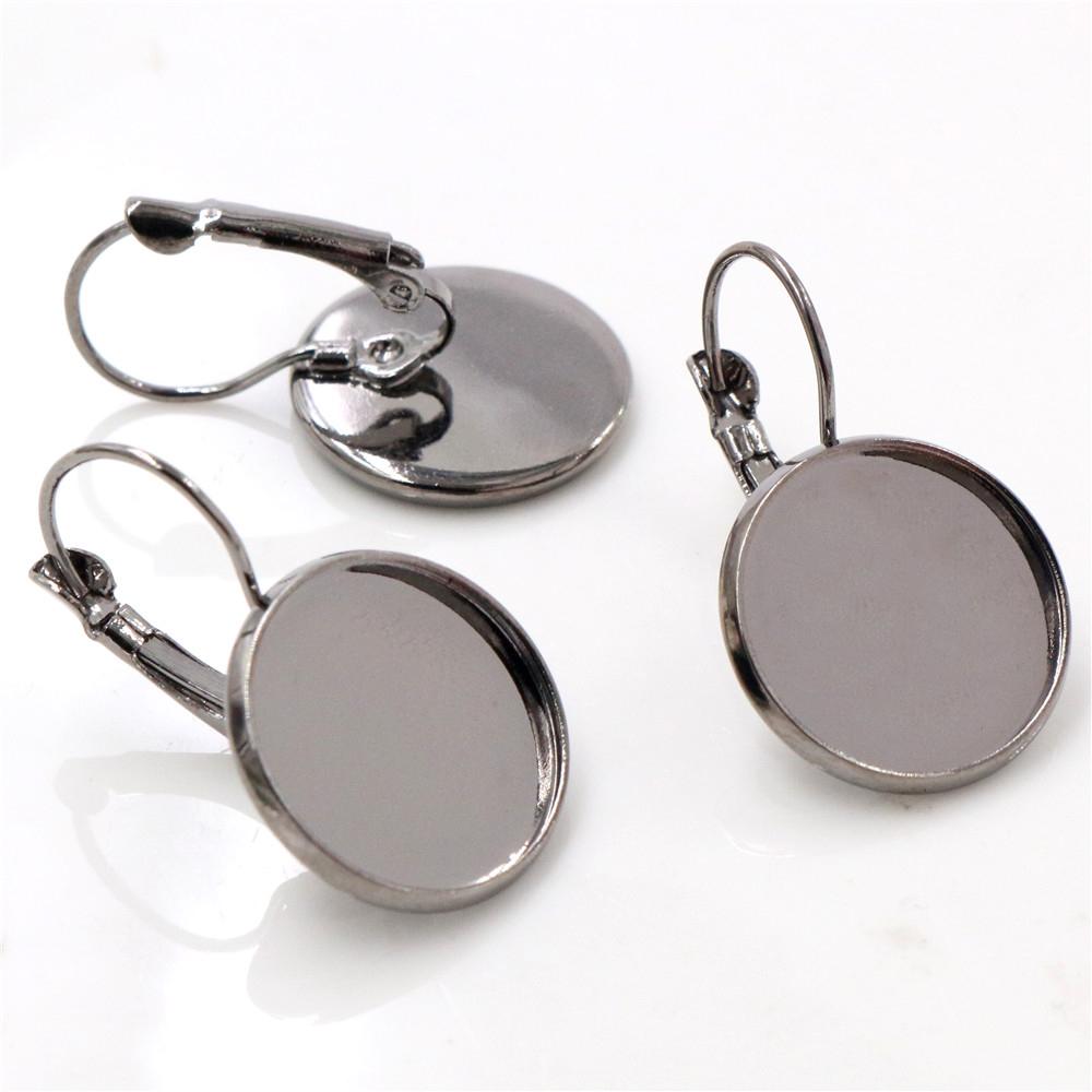 High Quality 8-25mm 10pcs French Lever Back Earrings Blank/Base,Fit 8-25mm Glass Cabochons,Buttons;Earring Bezels