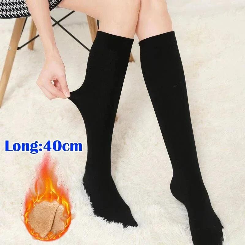 60cm Autumn Winter Adult Warm Medium Tube Floor Socks Plush Thicken Thermal Men Women Fashion Solid Color Velvet Snow Socks