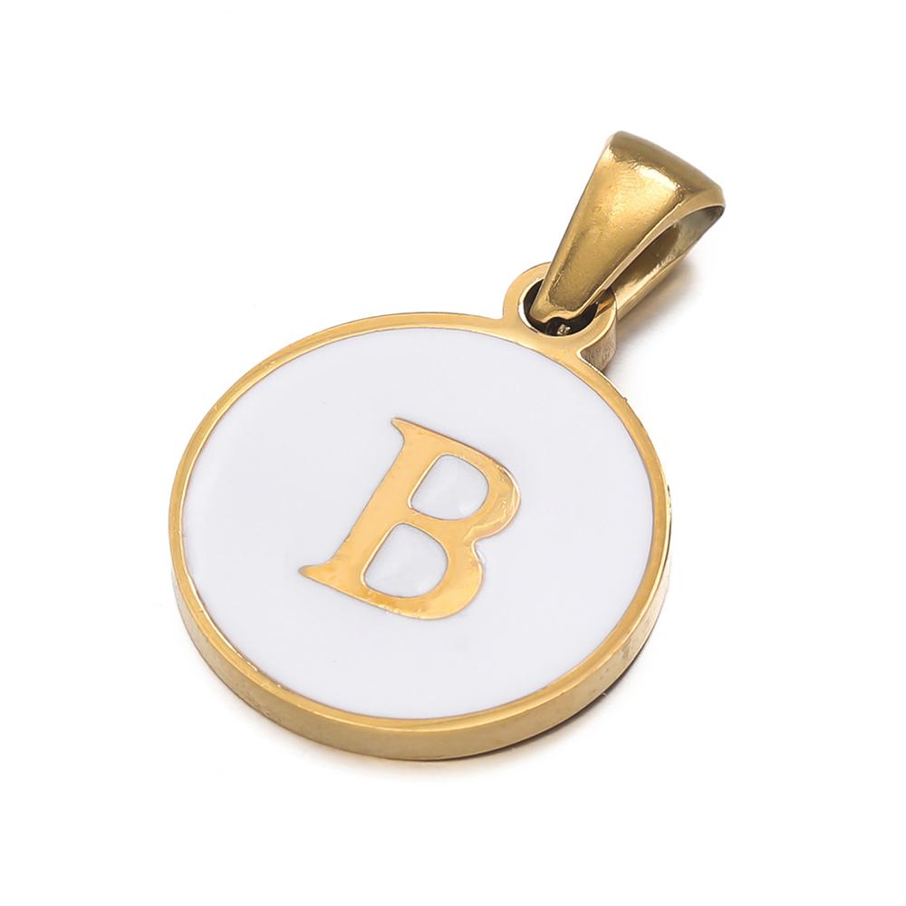 1pcs/pack Stainless Steel 26 Alphabet A-Z Letters Round White Pendants For DIY Bracelet Necklace Jewelry Making Accessories