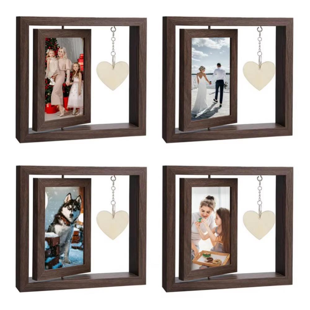 With Heart Pendant Desktop Photo Frame Wooden Photo Display Frame  Home Supplies
